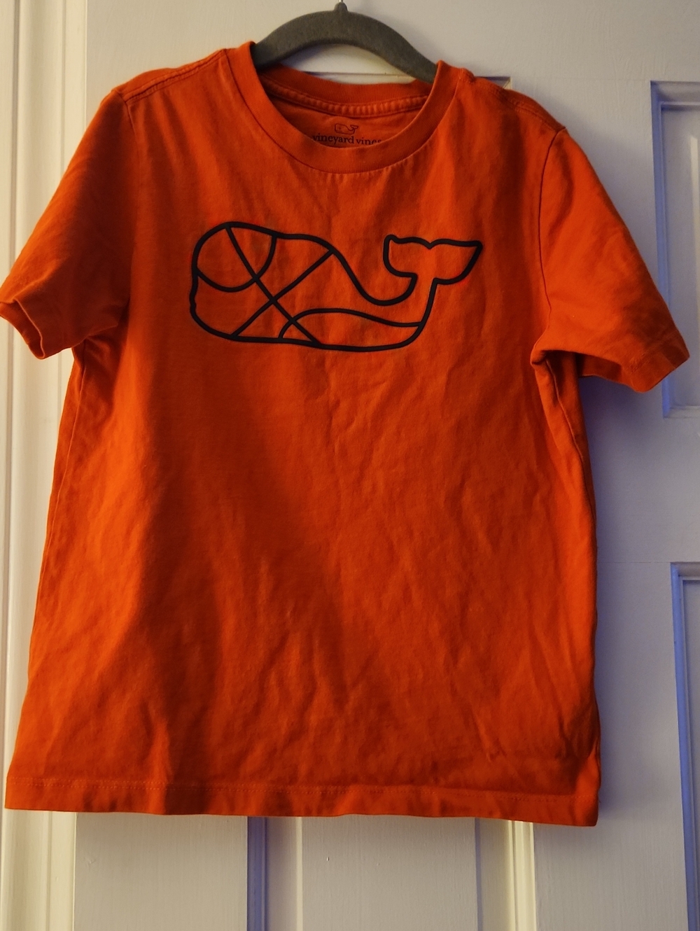 Vineyard Vines Orange Short Sleeve Whale Tee with Navy Outline